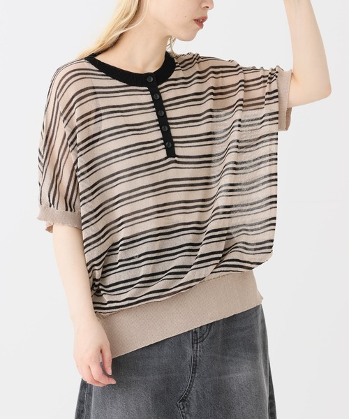 tシャツ 半袖 シアーニットヘンリープルオーバー レディース | ハートマーケット | 13