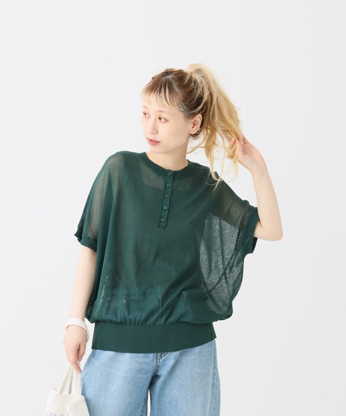 tシャツ 半袖 シアーニットヘンリープルオーバー レディース | ハートマーケット | 18
