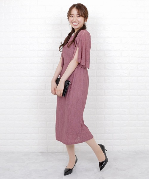 Lace Ladies（レースレディース） ドレス フレア袖×花柄総レース