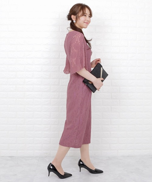 Lace Ladies（レースレディース） ドレス フレア袖×花柄総レース