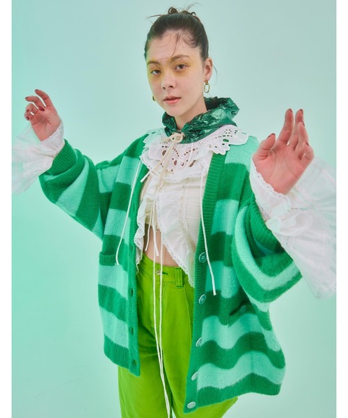 カーディガン 「Little sunny bite」Stripe knit cardigan レディース Little sunny bite カーディガン 「Little bite」Stripe knit
