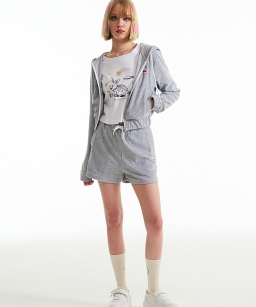 パーカー KIRSH CHERRY CROP TERRY HOOD ZIP UP/キルシーチェリー