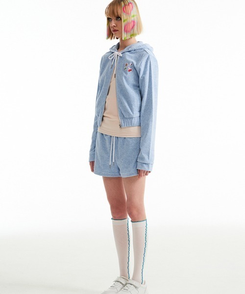 パーカー KIRSH CHERRY CROP TERRY HOOD ZIP UP/キルシーチェリー