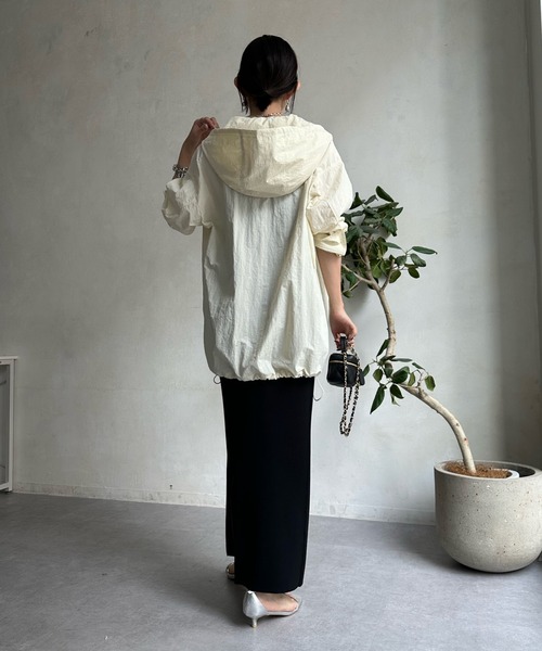 DOUDOU 長袖 ブラウス フード グレージュ　アノラックパーカー　F DouDou（ドゥドゥ）の「メッシュアノラック（パーカー）」 - WEAR