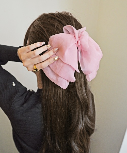 styiro（スタイロ） ヘアクリップ シフォンビッグリボンバレッタ