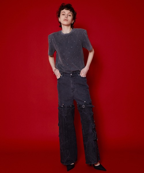 メゾンスペシャル　MAISON SPECIAL　ストーンTシャツ MAISON SPECIAL tシャツ Pigment Rhinestone T-Shirts