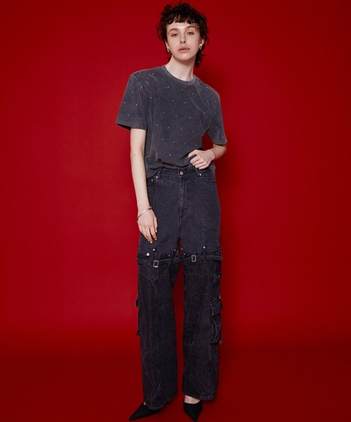 メゾンスペシャル　MAISON SPECIAL　ストーンTシャツ MAISON SPECIAL tシャツ Pigment Rhinestone T-Shirts