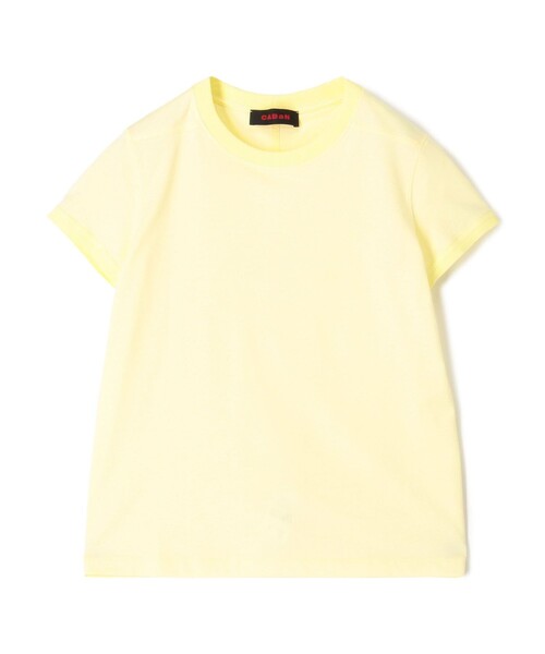 CABaN コットン 半袖シャツ イエロー CABaN（キャバン） tシャツ 半袖 コットン リブコンビクルーネックプル