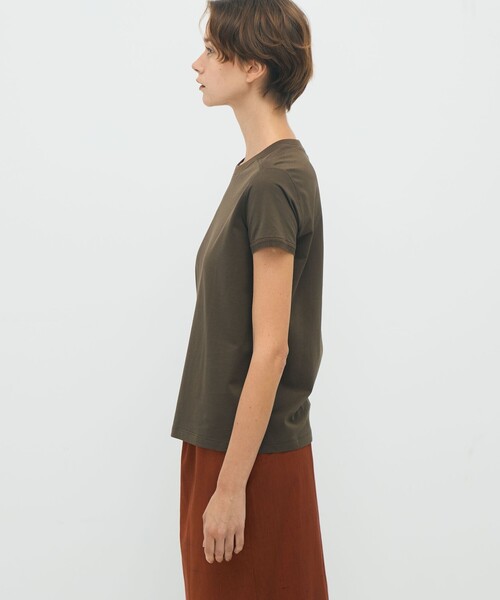 CABaN キャバン リブ クルーネックプルオーバー Tシャツ 半袖 ブラウン CABaN（キャバン） tシャツ 半袖 コットン リブコンビクルーネックプル