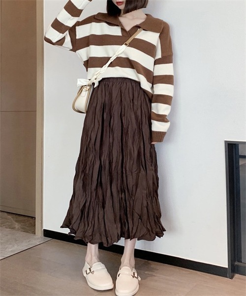 FREE STYLISTS スカート 皺加工フレアロングスカート : ZOZOTOWN Yahoo