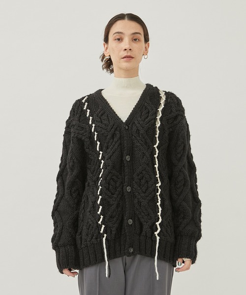 カーディガン 「RUMCHE/(ラム・シェ)」Deformtion Cable Knit Cardigan/ディフォメーションケーブルニットカーディガ RUMCHE カーディガン 「RUMCHE/(ラム・シェ)」Deformtion Cable
