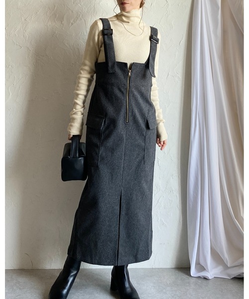 She's Closet ジャンパースカート ハイウエストフロントジップ