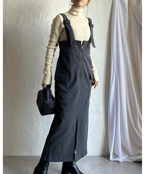 She's Closet ジャンパースカート ハイウエストフロントジップロング
