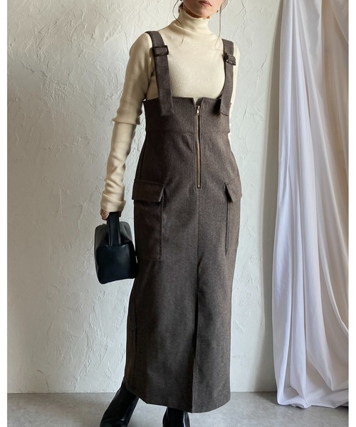 She's Closet ジャンパースカート ハイウエストフロントジップロング