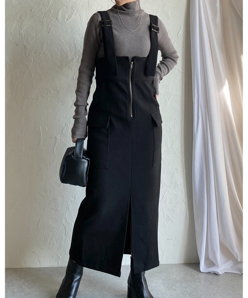 She's Closet ジャンパースカート ハイウエストフロントジップ
