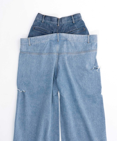 パンツ デニム ジーンズ Double Waist Baggy Denim Pants/ダブル 