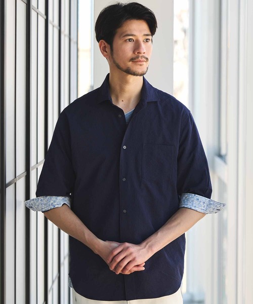 099 日本製COMMUNEノーカラー綿100ライトベージュワイドスナップシャツ ノーワンノーズ No one knows コットンTシャツ 日本製 きゃしゃ