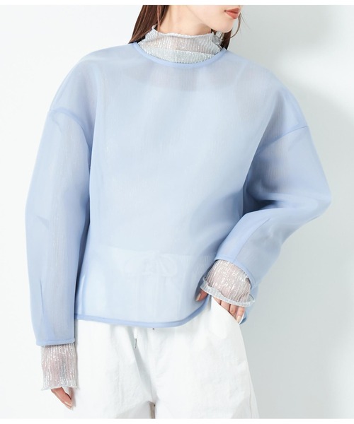 tシャツ シアー コクーンスリーブ ビッグシルエット トップス レディース