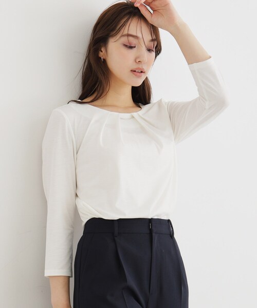 index tシャツ フロントタックビジュートップス「洗濯機洗い可
