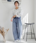 ブラウス シャツ コットンボイルフリルボレロL...の詳細画像2