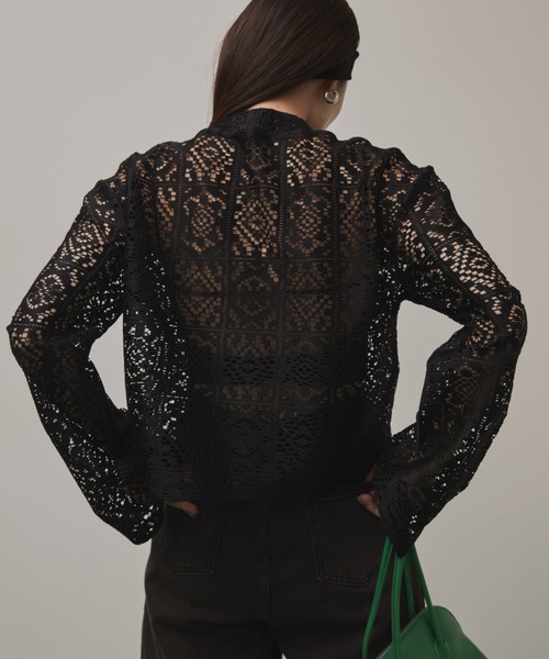 Solace シャツ ブラウス パネルレースカンフーブラウス レディース