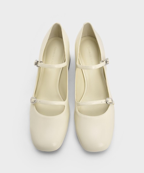 CHARLES&KEITH ブロックヒールメリージェーン CHARLES ＆ KEITH パンプス ダブルストラップブロックヒール