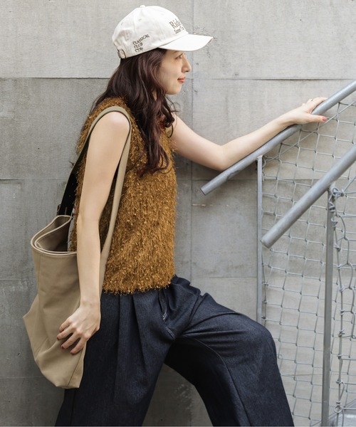 タンクトップ ノースリーブ フェザーフリンジトップス レディース