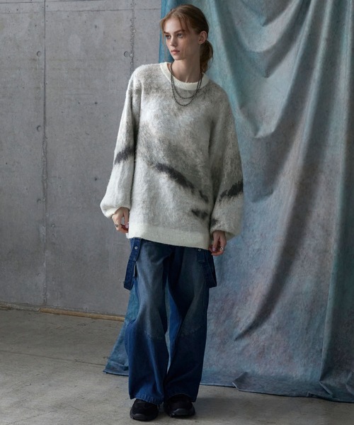 セーター ニット 「SERACE」Loose silhouette abstract shaggy knit / ルーズシルエットアブストラクトシャギ | SERACE | 22