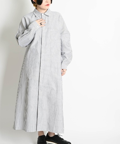 marai（マーライ） シャツワンピース ストライプ柄 ロングシャツ