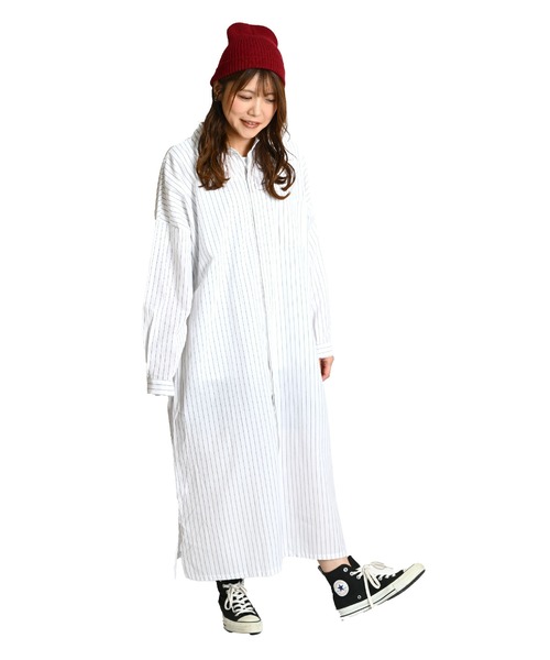 marai（マーライ） シャツワンピース ストライプ柄 ロングシャツ