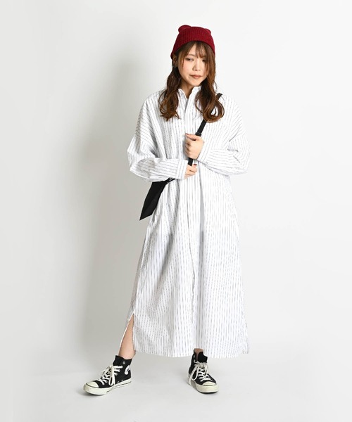 marai（マーライ） シャツワンピース ストライプ柄 ロングシャツ