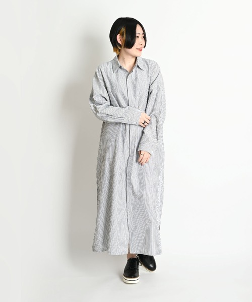 marai（マーライ） シャツワンピース ストライプ柄 ロングシャツ