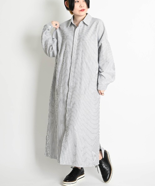 marai（マーライ） シャツワンピース ストライプ柄 ロングシャツ