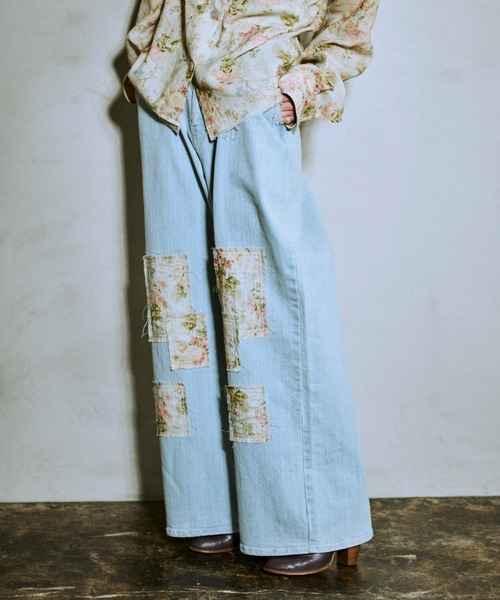豪華 オールドクロエ パッチワーク 虎 花柄 デニムパンツ 36 豪華 オールドクロエ パッチワーク 虎 花柄 デニムパンツ 36