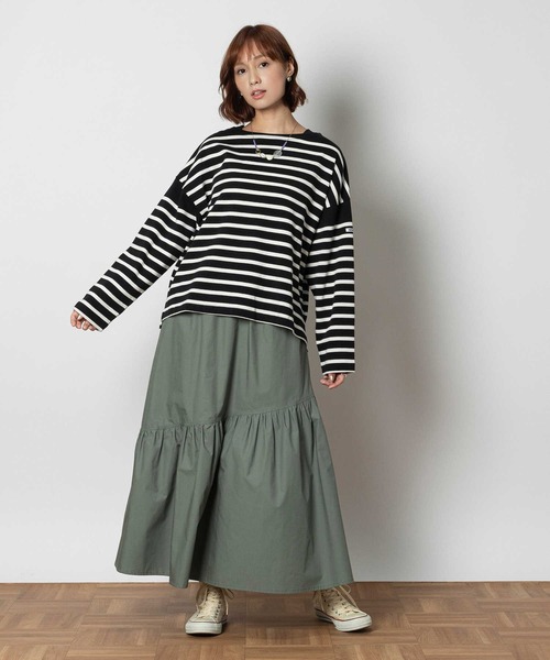 Right-on（ライトオン） tシャツ バスクボーダーロンT レディース