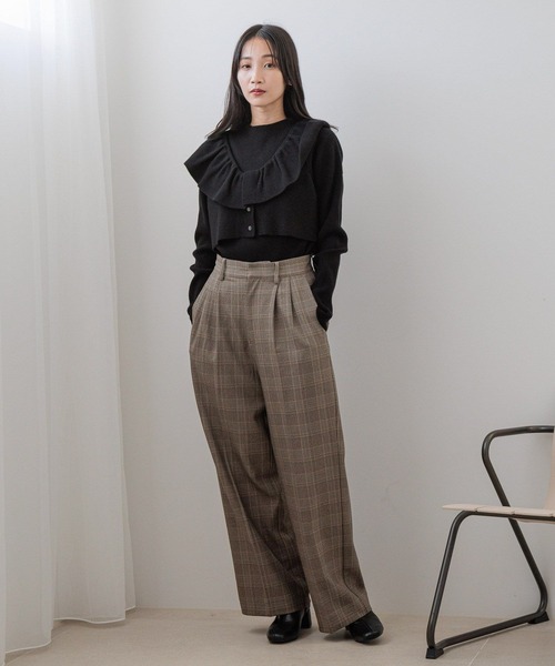 LOWRYS FARM（ローリーズファーム） スラックス パンツ チェックワイド