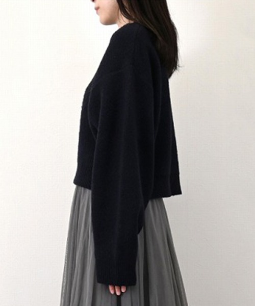 ニット セーター フロッキーロゴニットクロップドプルオーバー レディース STYLEBLOCK ニット セーター フロッキーロゴニットクロップド