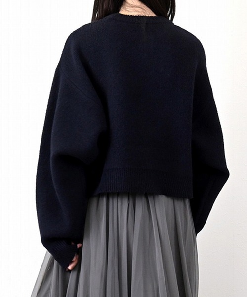 ニット セーター フロッキーロゴニットクロップドプルオーバー レディース STYLEBLOCK ニット セーター フロッキーロゴニットクロップド