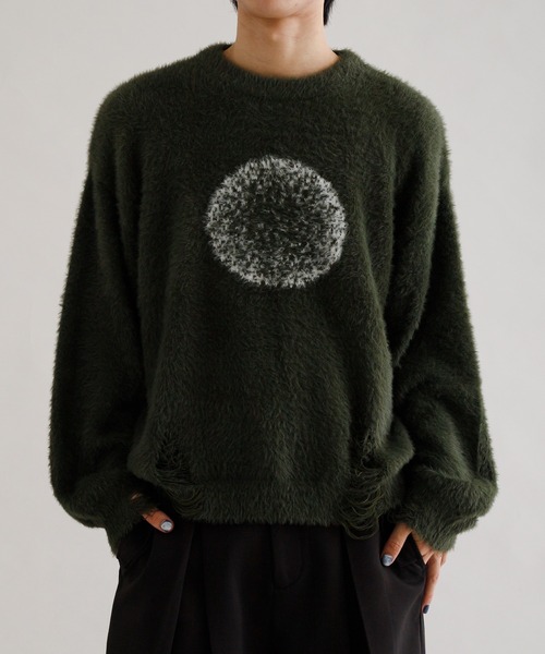 epnok セーター ニット 「EPNK」Damage logo shaggy knit