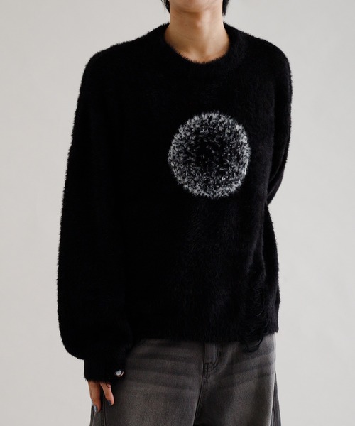 セーター ニット 「EPNK」Damage logo shaggy knit / ダメージロゴ