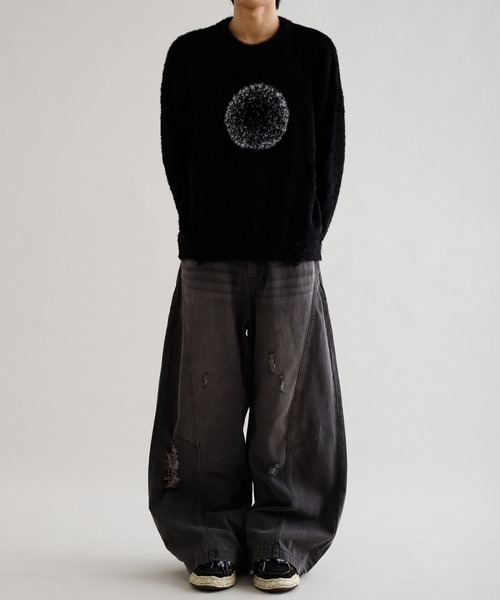 epnok セーター ニット 「EPNK」Damage logo shaggy knit