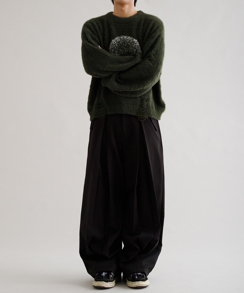epnok セーター ニット 「EPNK」Damage logo shaggy knit