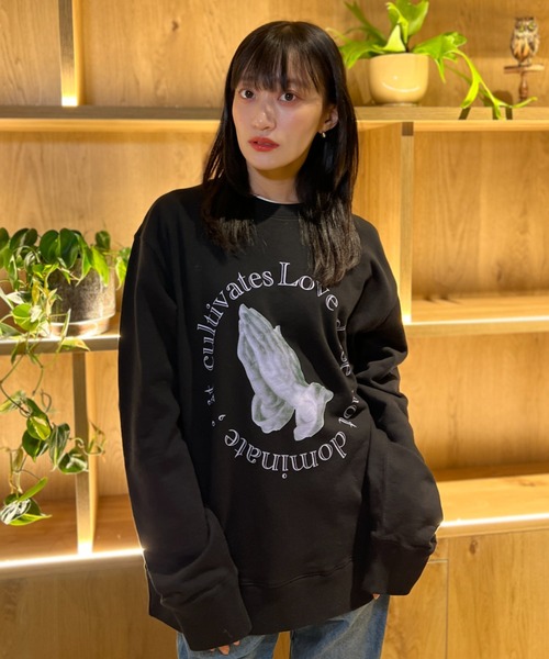 トレーナー スウェット 「ZOZOTOWN限定」LHP×Himika Akaneya/「合掌」UpDRIFT crewneck sweat(UNISE L.H.P トレーナー スウェット 「ZOZOTOWN限定」LHP×Himika