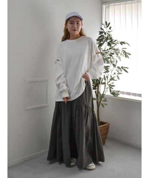 Ungrid スリットデザインロングスリーブTee Ungrid tシャツ スリットデザインロングスリーブTee レディース