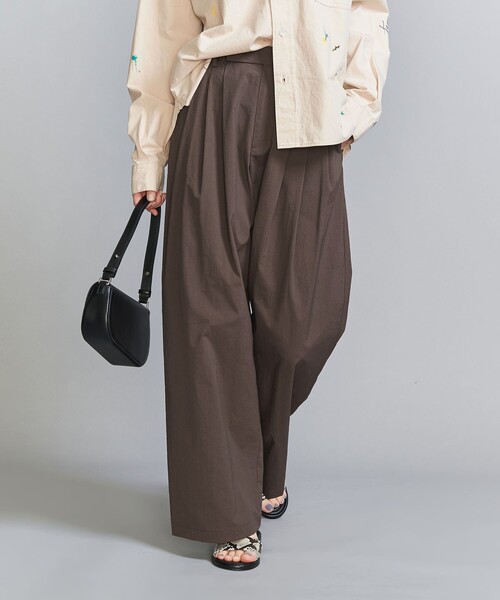 新品　ビューティーアンドユース　コットンナイロン ワイドタックパンツ BEAUTY&YOUTH UNITED ARROWS｜コットンナイロン ワイドタック