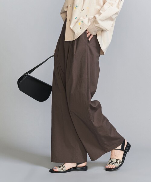 値下げ！BEAUTY＆YOUTH コットンナイロン ワイドタックパンツ H BEAUTY & YOUTH エイチビューティーアンドユース HW CTN TYP