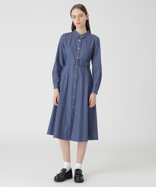 BLUE LABEL CRESTBRIDGE ワンピース スラブシャンブレーデニム