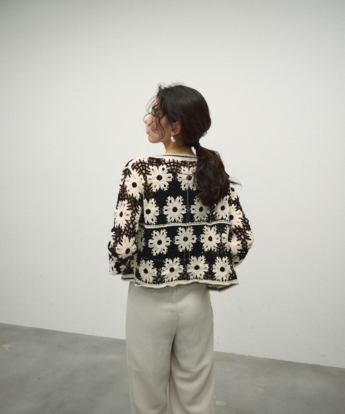 カーディガン crochet knit cardigan /クロシェ かぎ編み 長袖 ニット カーディガン レディース crochet knit cardigan /クロシェ かぎ編み 長袖 ニット