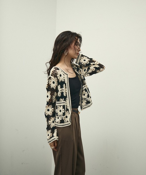 カーディガン Crochet Knit Cardigan / クロシェニット