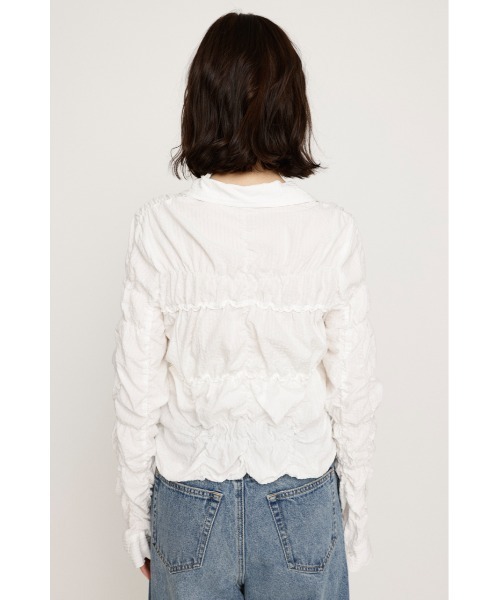 SLY ブラウス シャツ SHIRRING SKIPPER RIBBON SH シャーリング